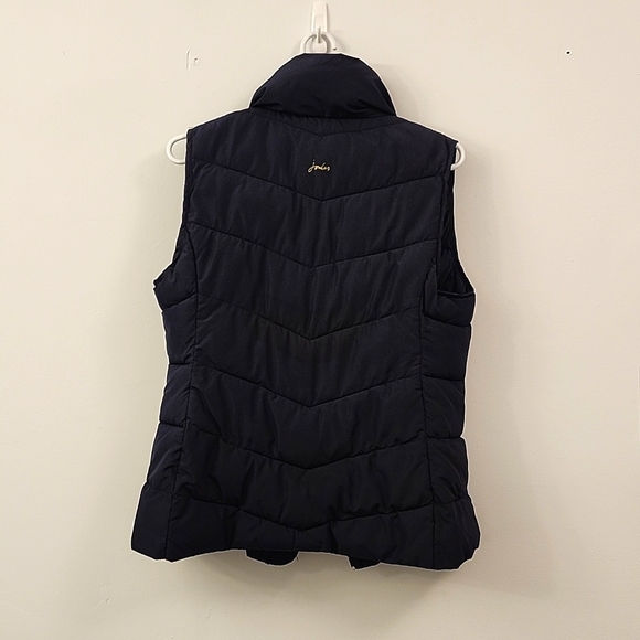 Joules navy puffer full zip vest snap closure pockets puff collar size L - Picture 1 of 12